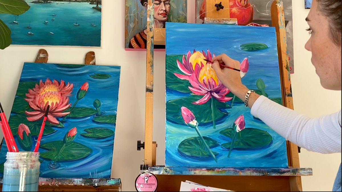 Water lillies- Acrylic Painting Class 6